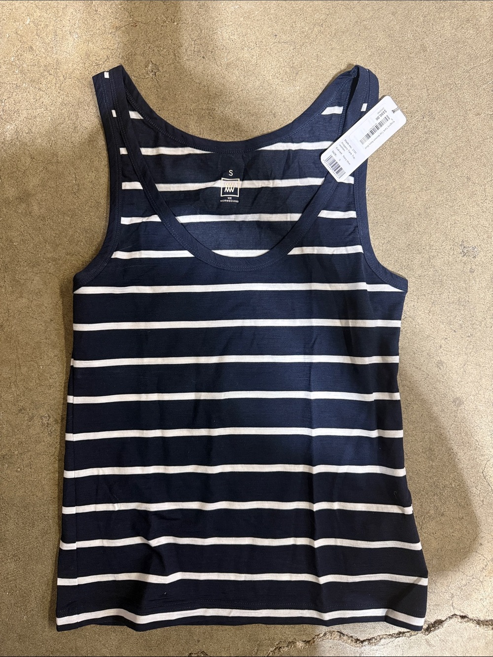 WE NORWEGIANS Wool Navy & White Striped Tank Top - Classic Scoop Neck